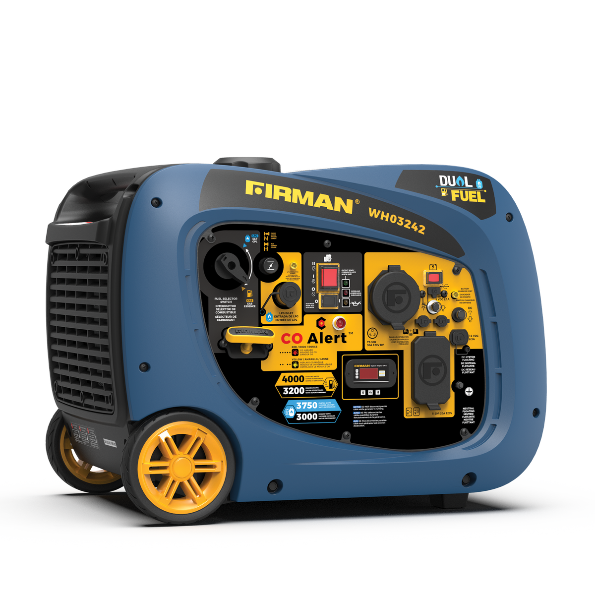 FIRMAN Power Equipment Refurbished Dual Fuel Inverter 4000/3200W Electric Start With CO Alert