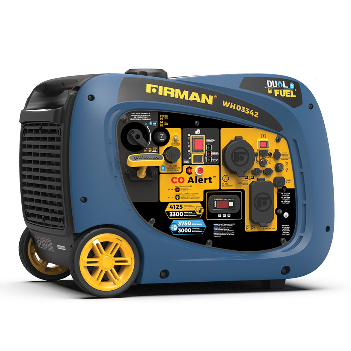 FIRMAN Power Equipment Dual Fuel Inverter Portable Generator 4125/3300W Electric Start with CO ALERT