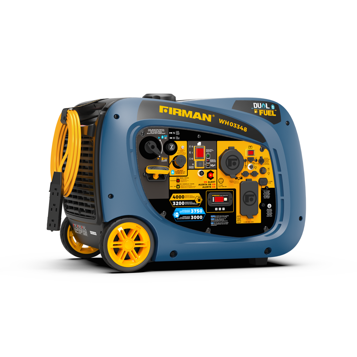 FIRMAN Power Equipment Dual Fuel Inverter Portable Generator 4000/3200W Electric Start with CO ALERT