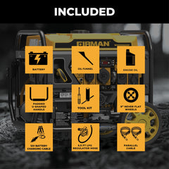 FIRMAN Power Equipment Dual Fuel Open Frame Inverter 4400/3500W Electric Start with CO ALERT
