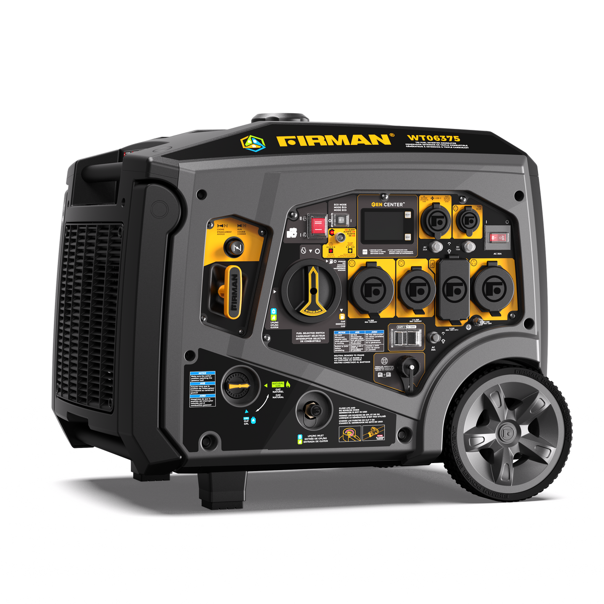 FIRMAN Power Equipment Tri-Fuel Inverter Portable Generator 7850/6300W Electric Start 120/240V Parallel Ready with CO Alert