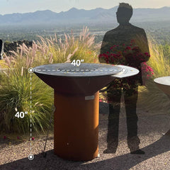 Arteflame Classic 40″ — Round Base Flat-Top Grill & Fire Bowl (CORTEN Steel) - Green Vista Living