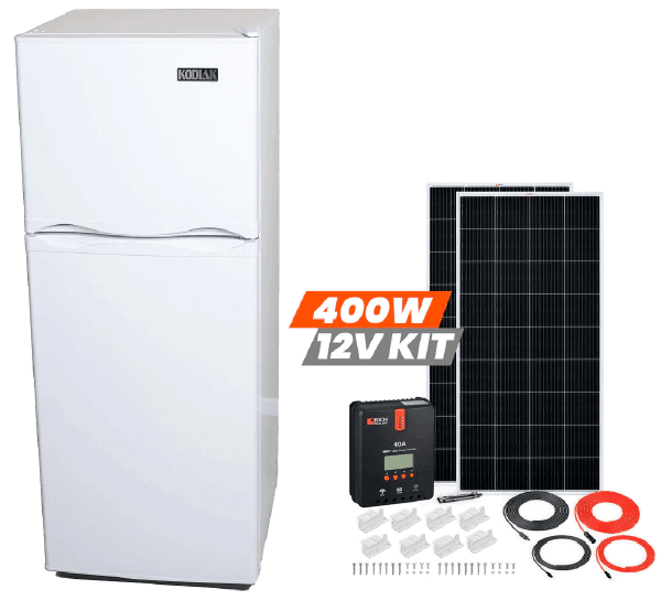 Kodiak 6 cu ft Solar (DC) Refrigerator-Freezer with 400 Watt Solar Power Kit