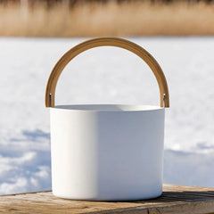 KOLO Sauna Bucket 2 with curved Handle, Bamboo/Aluminum, 1.5Gal - Green Vista Living