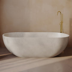Swiss Madison Claire 60" Freestanding Concrete Bathtub in Sand, Drain Included