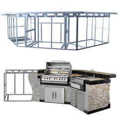 Cal Flame Laguna Q Platinum Series 3-Piece BBQ Island - GPV-3100