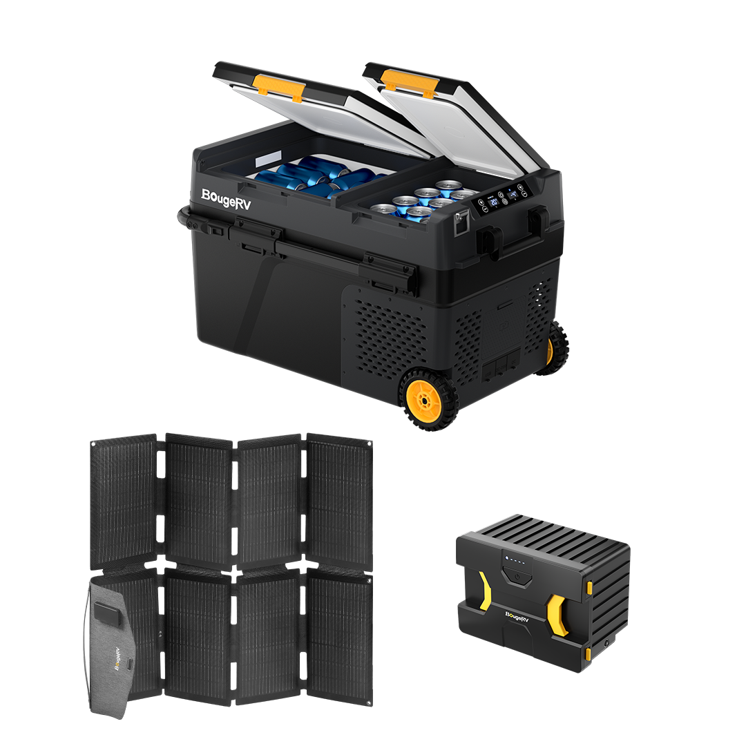 BougeRV CRD2 Dual Zone Solar Battery Portable Fridge Kit