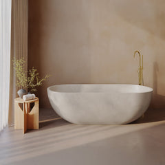 Swiss Madison Claire 60" Freestanding Concrete Bathtub in Sand, Drain Included