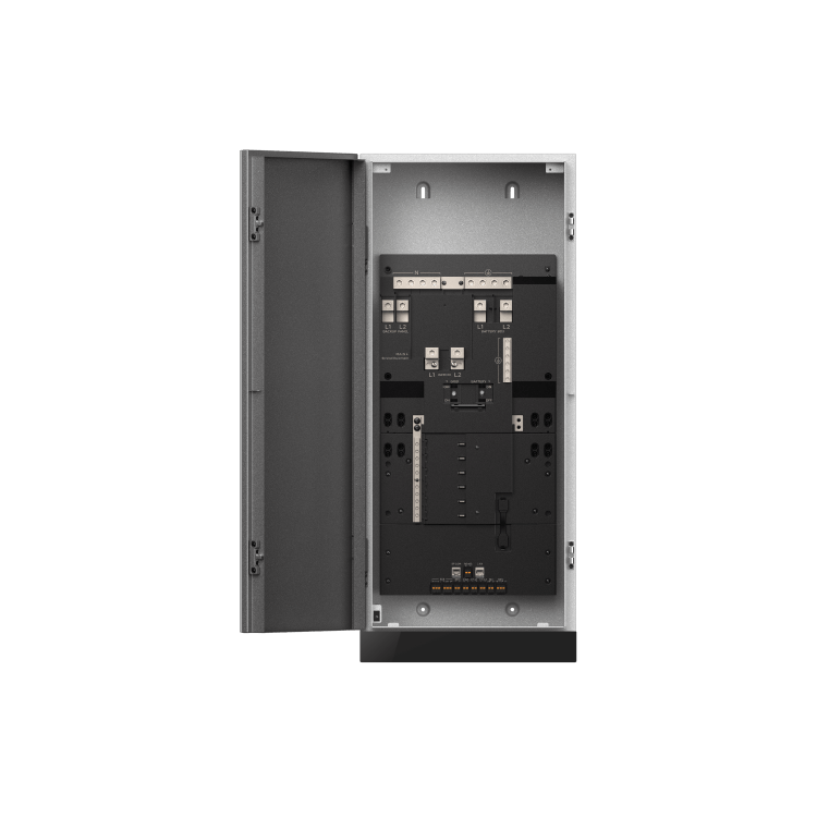 EcoFlow Smart Gateway 200A cabinet with six independently controlled circuits and 20 ms switching.