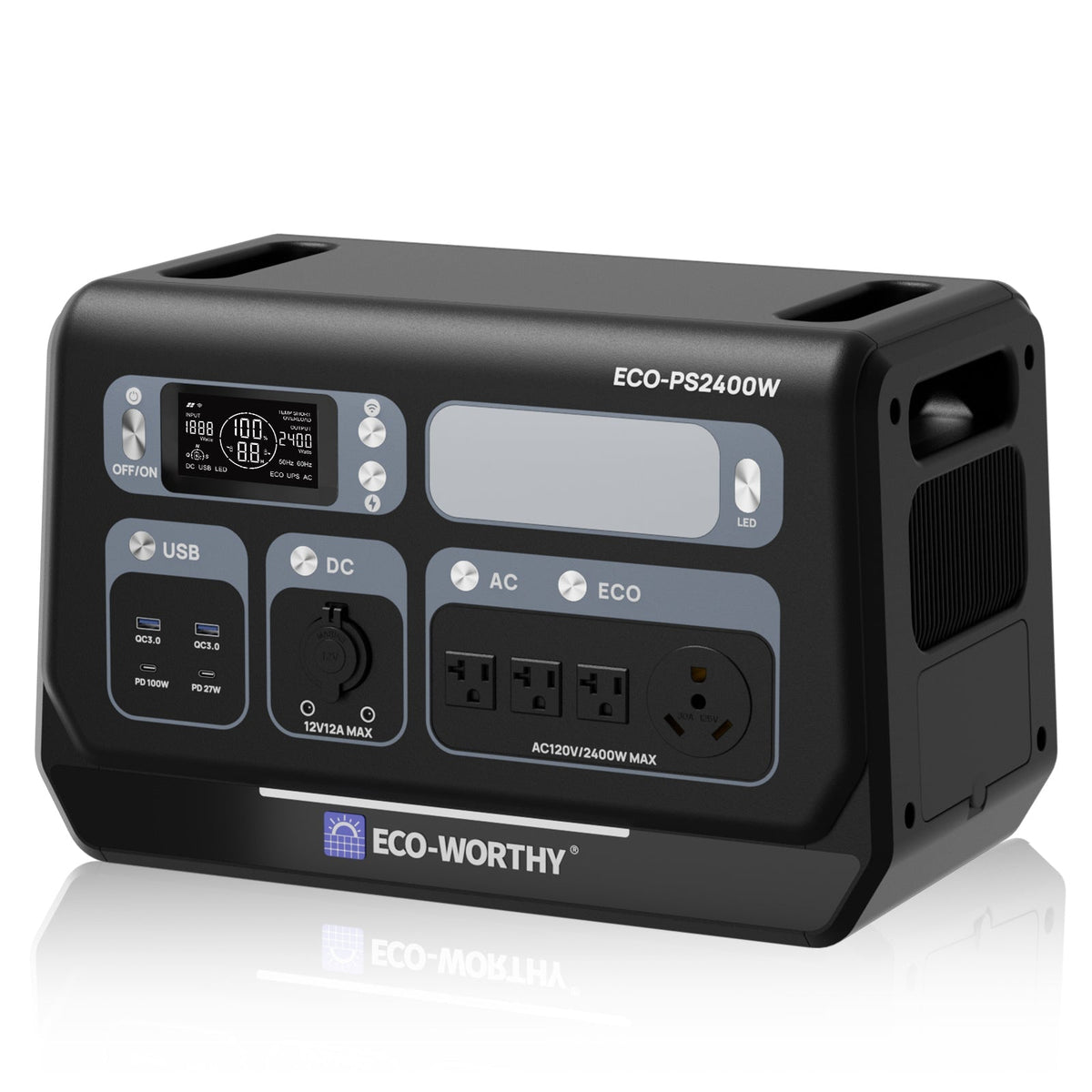 EcoWorthy 2400W Portable Power Station with 2048Wh Lithium Battery