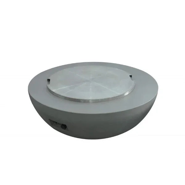 Elementi Lunar Bowl fire pit with stainless steel lid on white background