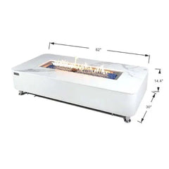 Elementi Plus Athens 62" Marble Porcelain Top Fire Table - Bianco White - Green Vista Living