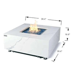 Elementi Plus Bianco 40" Marble Porcelain Fire Table - Bianco White - Green Vista Living