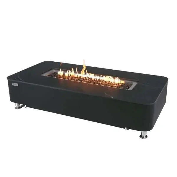 Elementi Plus Valencia 62" Marble Porcelain Top Fire Table - Bulgaria Black - Green Vista Living