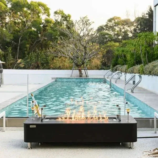 Elementi Plus Valencia 62" Marble Porcelain Top Fire Table - Bulgaria Black - Green Vista Living