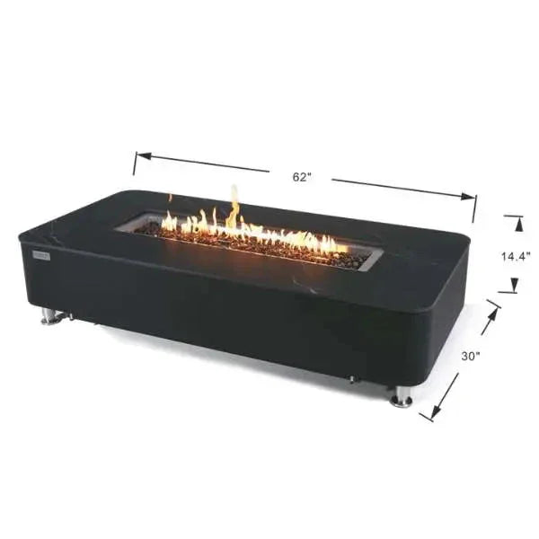 Elementi Plus Valencia 62" Marble Porcelain Top Fire Table - Bulgaria Black - Green Vista Living