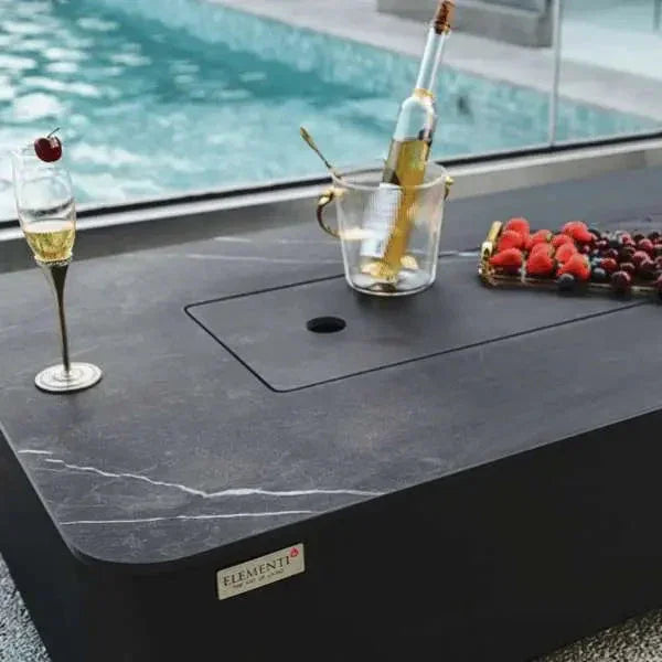 Elementi Plus Valencia 62" Marble Porcelain Top Fire Table - Bulgaria Black - Green Vista Living