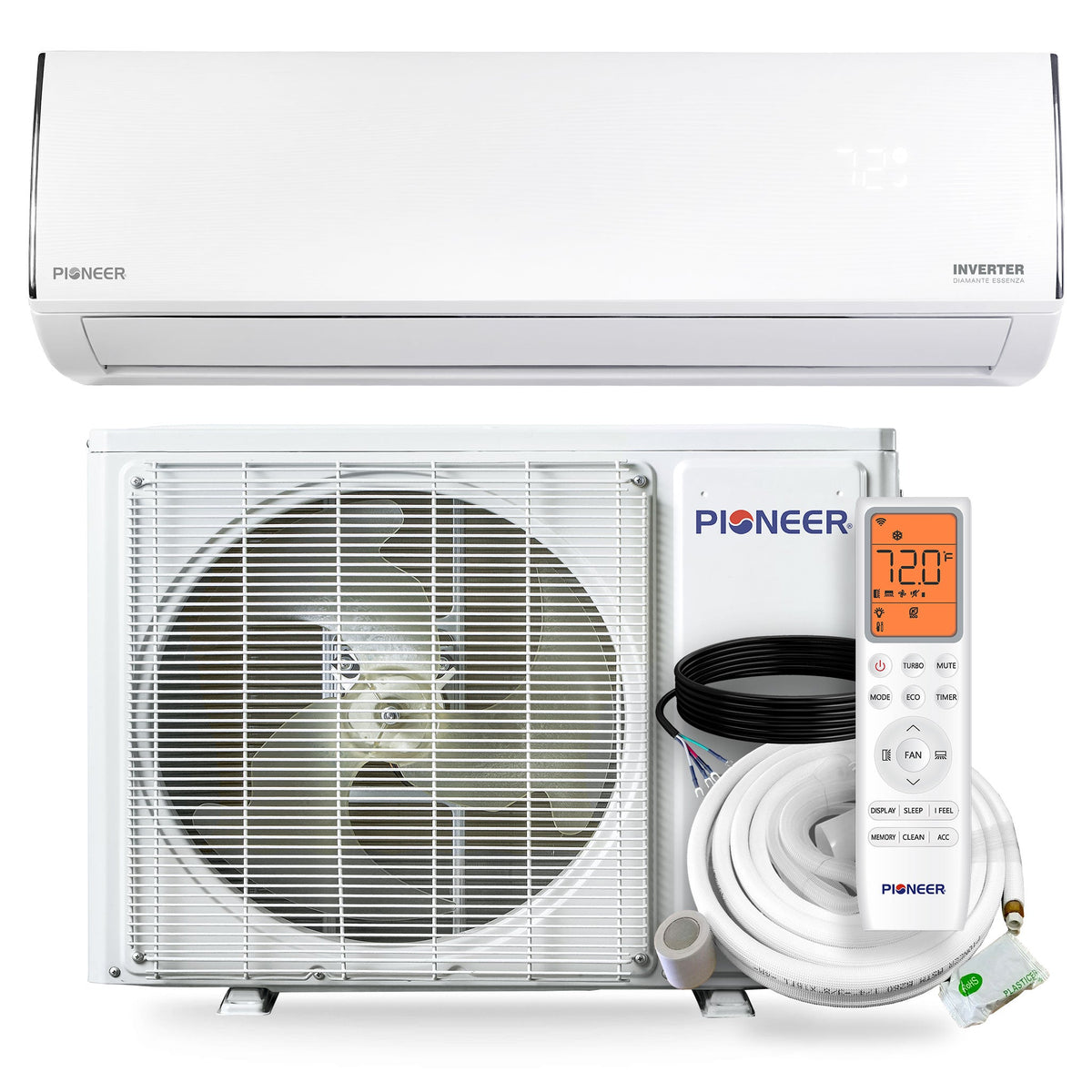 Pioneer® Diamante Essenza™ 35,000 BTU 17 SEER2 230V High-Wall Ductless Mini-Split Air Conditioner Inverter Heat Pump with 16 Ft. Kit