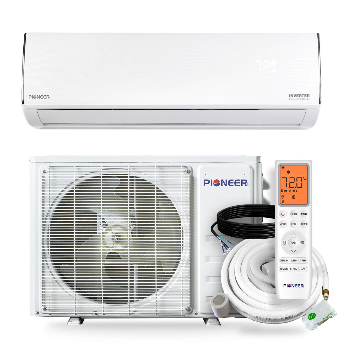 Pioneer® Diamante Essenza™ 23,000 BTU 17 SEER2 230V High-Wall Ductless Mini-Split Air Conditioner Inverter Heat Pump with 16 Ft. Kit
