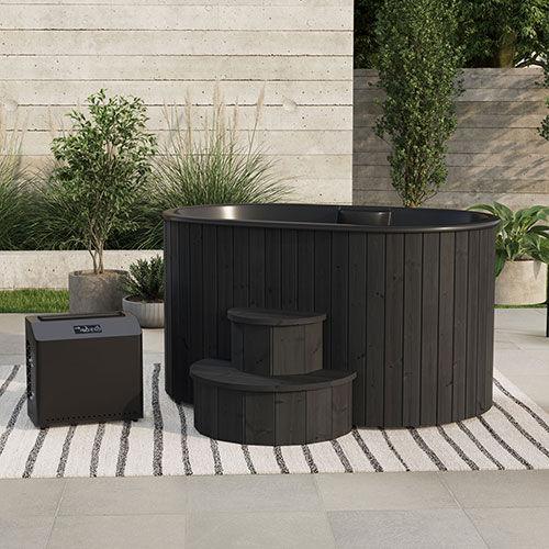 SaunaLife 2-Person Black Thermo-Pine Cold/Hot Plunge Tub w/ Water Chiller/Heater | Model S2B - Green Vista Living