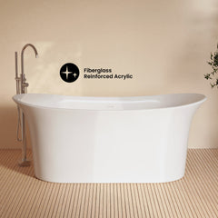 Swiss Madison Cascade 66" Double Slipper Soaking Freestanding Bathtub in Glossy White, Drain Included