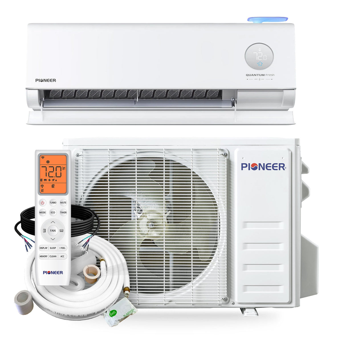Pioneer® Quantum Fresh™ 12,000 BTU 24 SEER2 High-Wall Ductless Mini-Split Fresh Air Conditioner Inverter Heat Pump Full Set