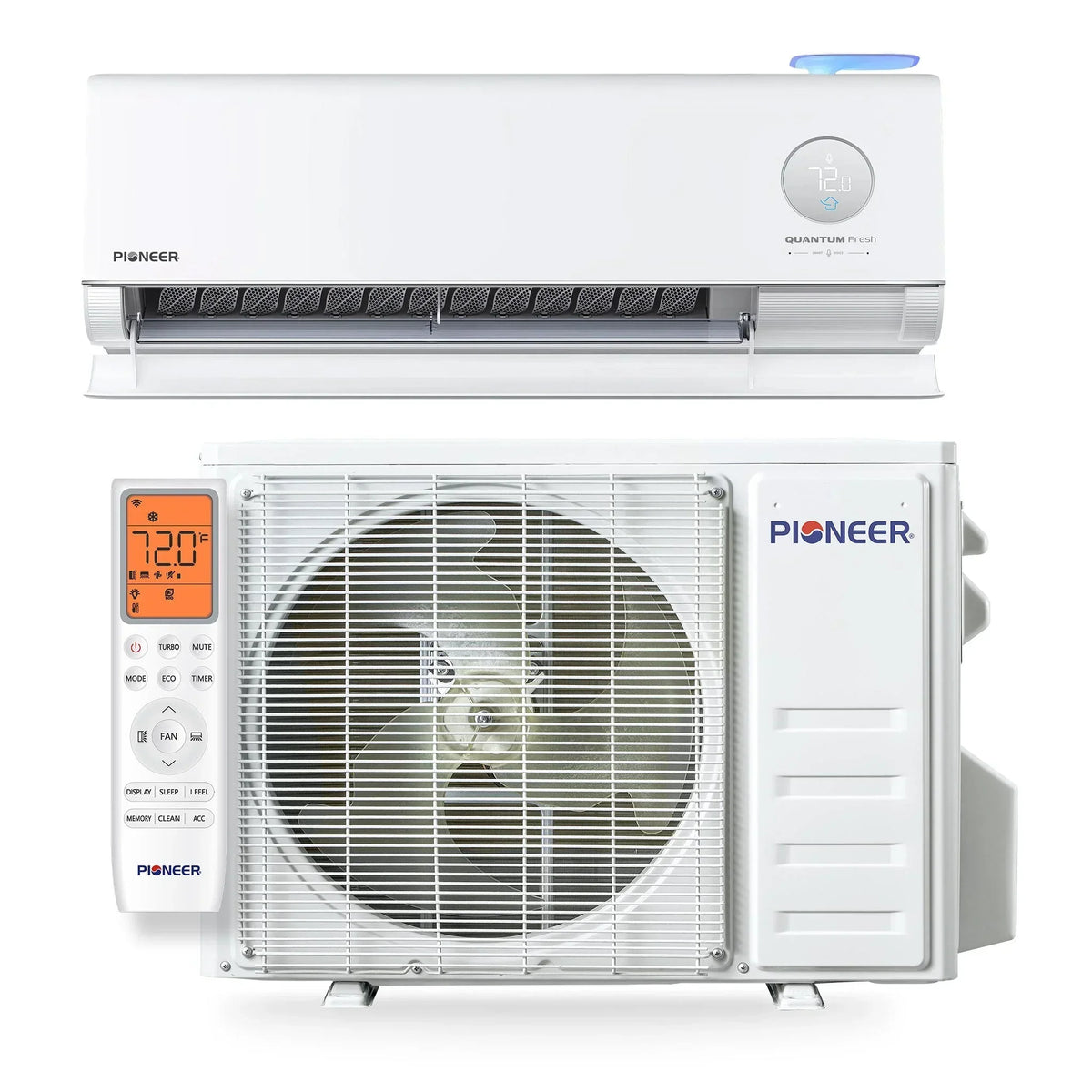 Pioneer® Quantum Fresh™ 12,000 BTU 24 SEER2 High-Wall Ductless Mini-Split Fresh Air Conditioner Inverter Heat Pump Full Set - Green Vista Living