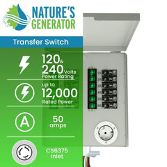 Nature's Generator 12-Circuit 120/240V 50A Non-Automatic Transfer Switch - Green Vista Living