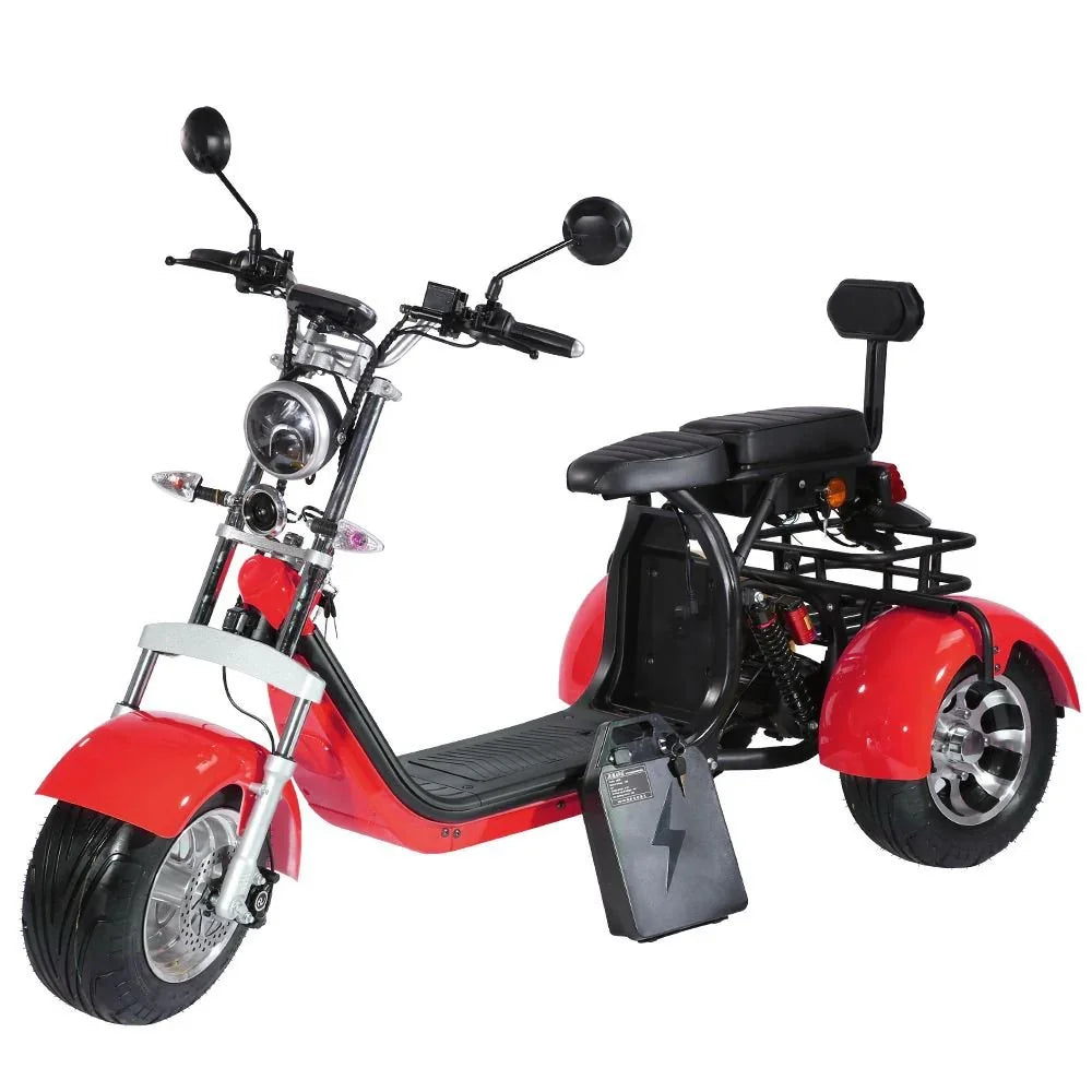 LinksEride CP3 2000W 60V Three Wheel Lithium Fat Tire Electric Scooter Trike - Green Vista Living