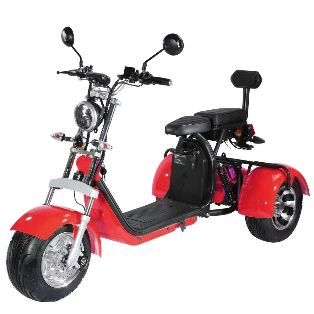 LinksEride CP3 2000W 60V Three Wheel Lithium Fat Tire Electric Scooter Trike - Green Vista Living