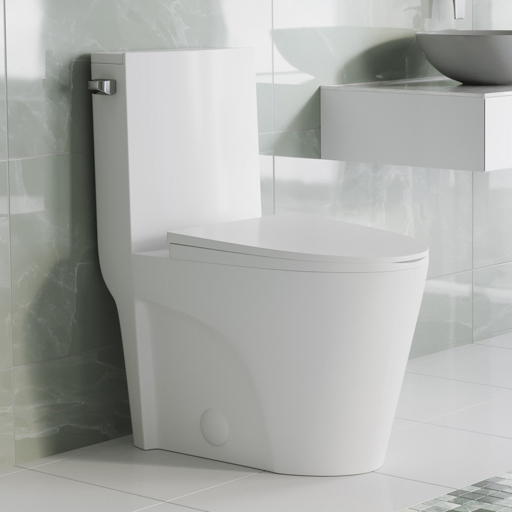 Swiss Madison St. Tropez One-Piece 10" Rough-in 1.28 GPF Left Flush Elongated Toilet in Glossy White (6 - Pack)