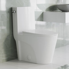 Swiss Madison St. Tropez One-Piece 10" Rough-in 1.28 GPF Left Flush Elongated Toilet in Glossy White (6 - Pack)