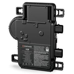 Enphase IQ8 microinverter black rectangular solar inverter with connectors and label