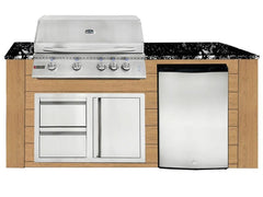 RCS 4-Burner 6-Foot Gas Grill Island with Rear Infrared Burner, Refrigerator, Access Door, Cedar Cabinet & Black Granite Countertop