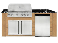 RCS 4-Burner 6-Foot Gas Grill Island with Rear Infrared Burner, Refrigerator, Access Door, Cedar Cabinet & Black Granite Countertop