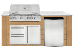 RCS 4-Burner 6-Foot Gas Grill Island with Rear Infrared Burner, Refrigerator, Access Door, Cedar Cabinet & White Granite Countertop