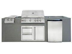 RCS 4-Burner 8-Foot Gas Grill Island with Rear Infrared Burner, Refrigerator, Double Side Burner, Access Door - Unfinished