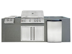 RCS 4-Burner 8-Foot Gas Grill Island with Rear Infrared Burner, Refrigerator, Double Side Burner, Access Door - Unfinished