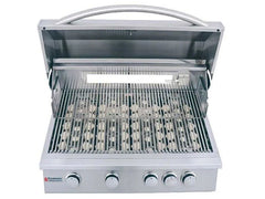 RCS 4-Burner 8-Foot Gas Grill Island with Rear Infrared Burner, Refrigerator, Double Side Burner, Access Door, Black Cabinet & Black Granite Countertop