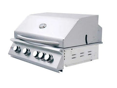 RCS 4-Burner 8-Foot Gas Grill Island with Rear Infrared Burner, Refrigerator, Double Side Burner, Access Door, Black Cabinet & Black Granite Countertop