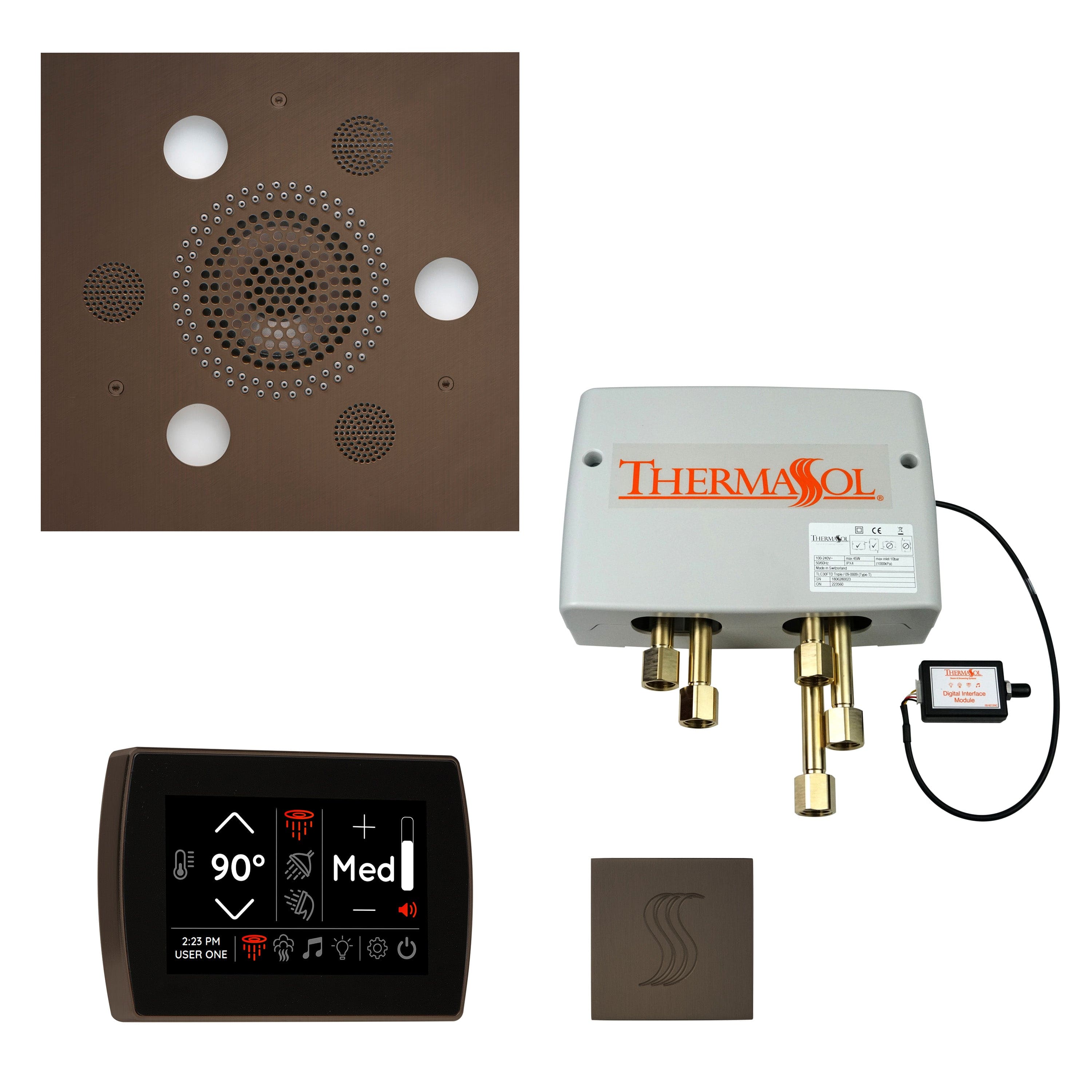 ThermaSol Total Wellness Package with SignaTouch Control, Serenity Square Rainhead, SteamVection Square