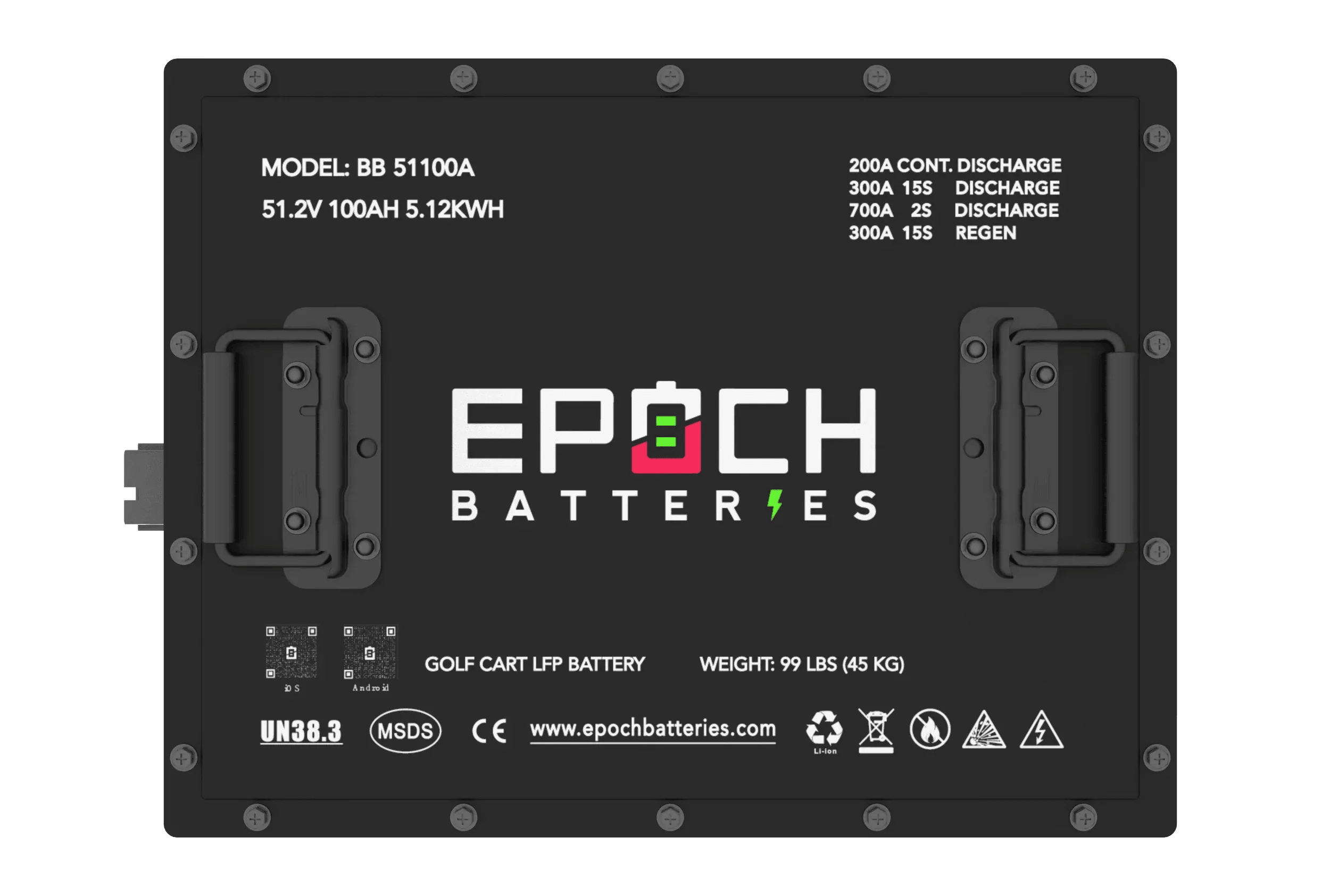 Epoch Batteries 48V 100Ah (EZGO TXT) Lithium (LiFePO4) Golf Cart Battery - Complete Kit - Green Vista Living