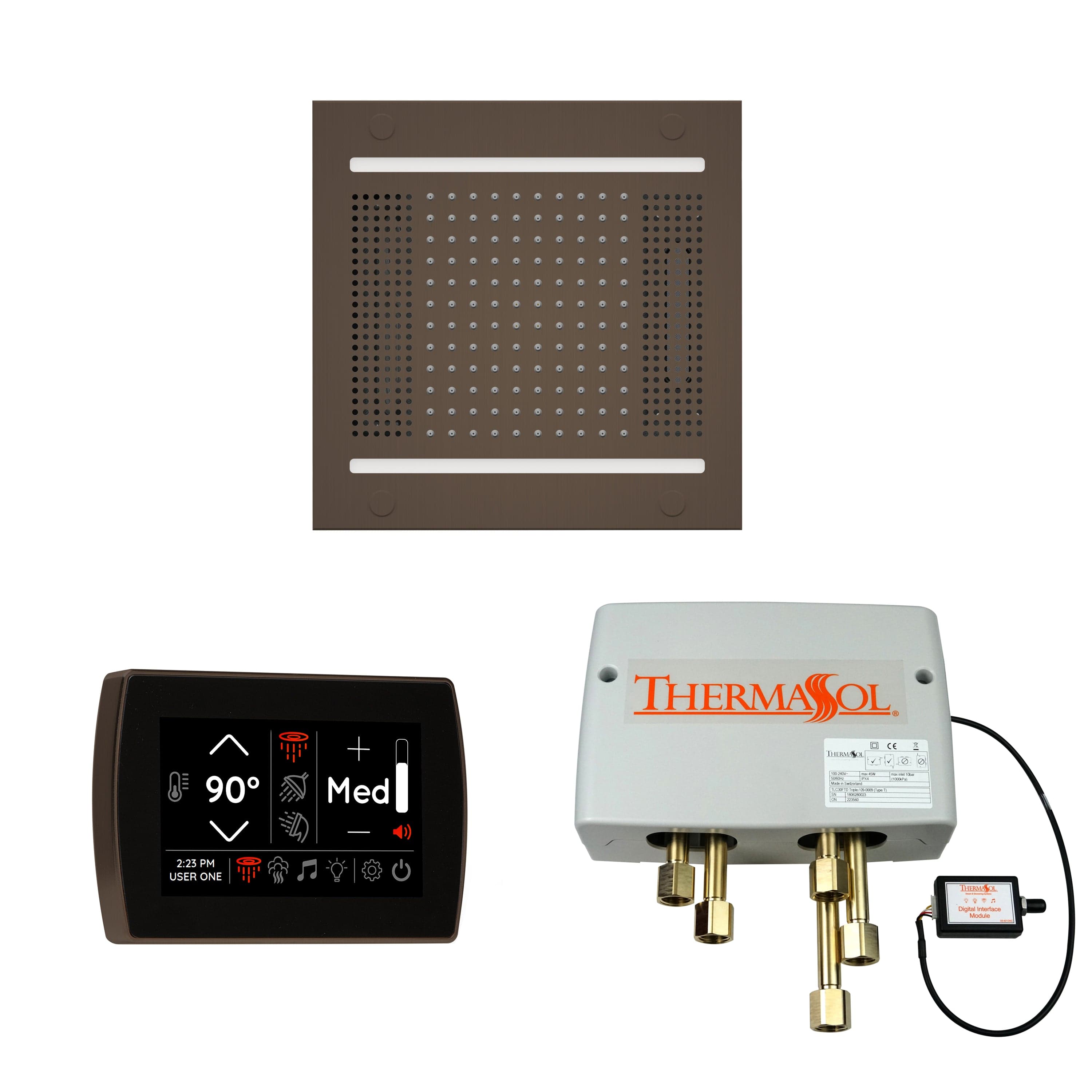 ThermaSol Wellness Shower Package with SignaTouch Square, HydroVive 14 Rainhead
