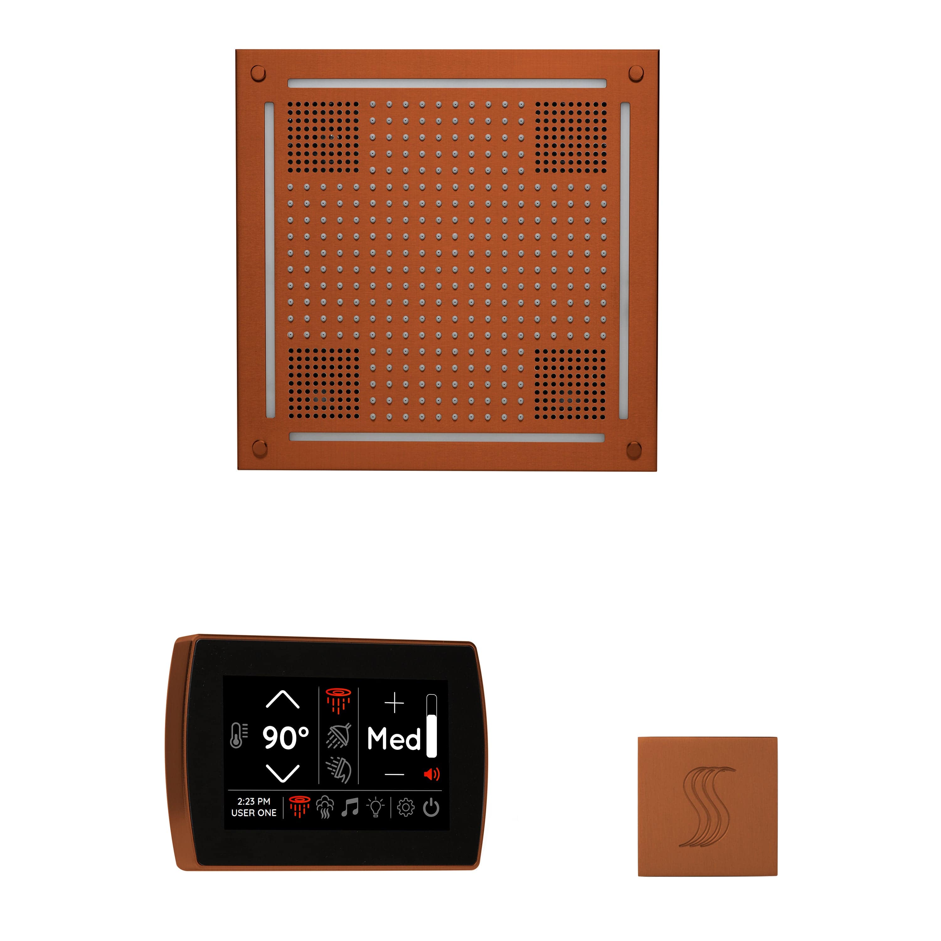 ThermaSol Wellness Steam Package with SignaTouch Control, HydroVive 18 Rainhead, SteamVection Square