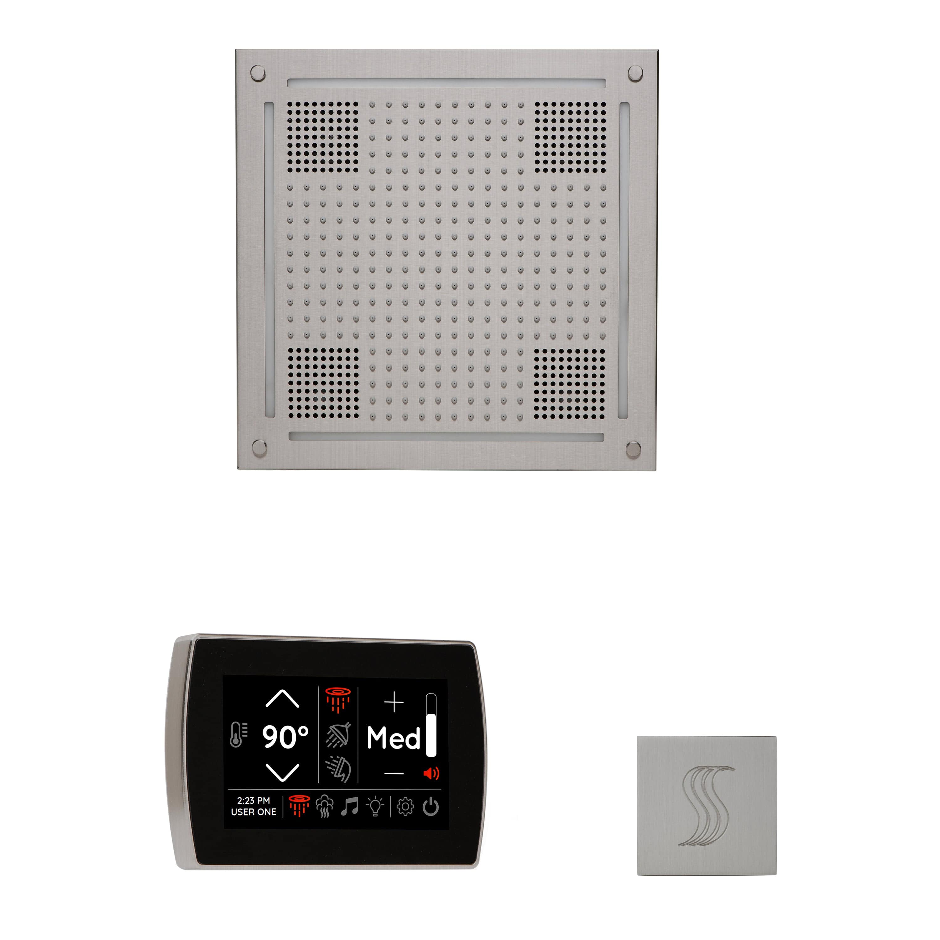 ThermaSol Wellness Steam Package with SignaTouch Control, HydroVive 18 Rainhead, SteamVection Square