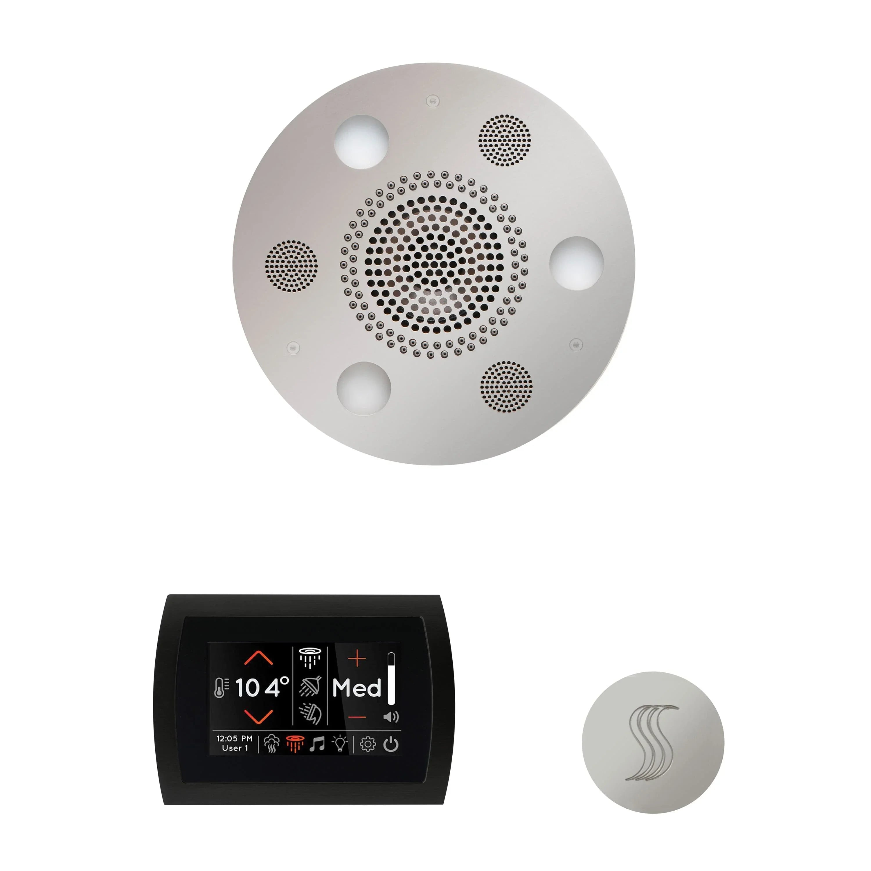 ThermaSol Wellness Steam Package with SignaTouch Control, Serenity Round Rainhead, SteamVection Round