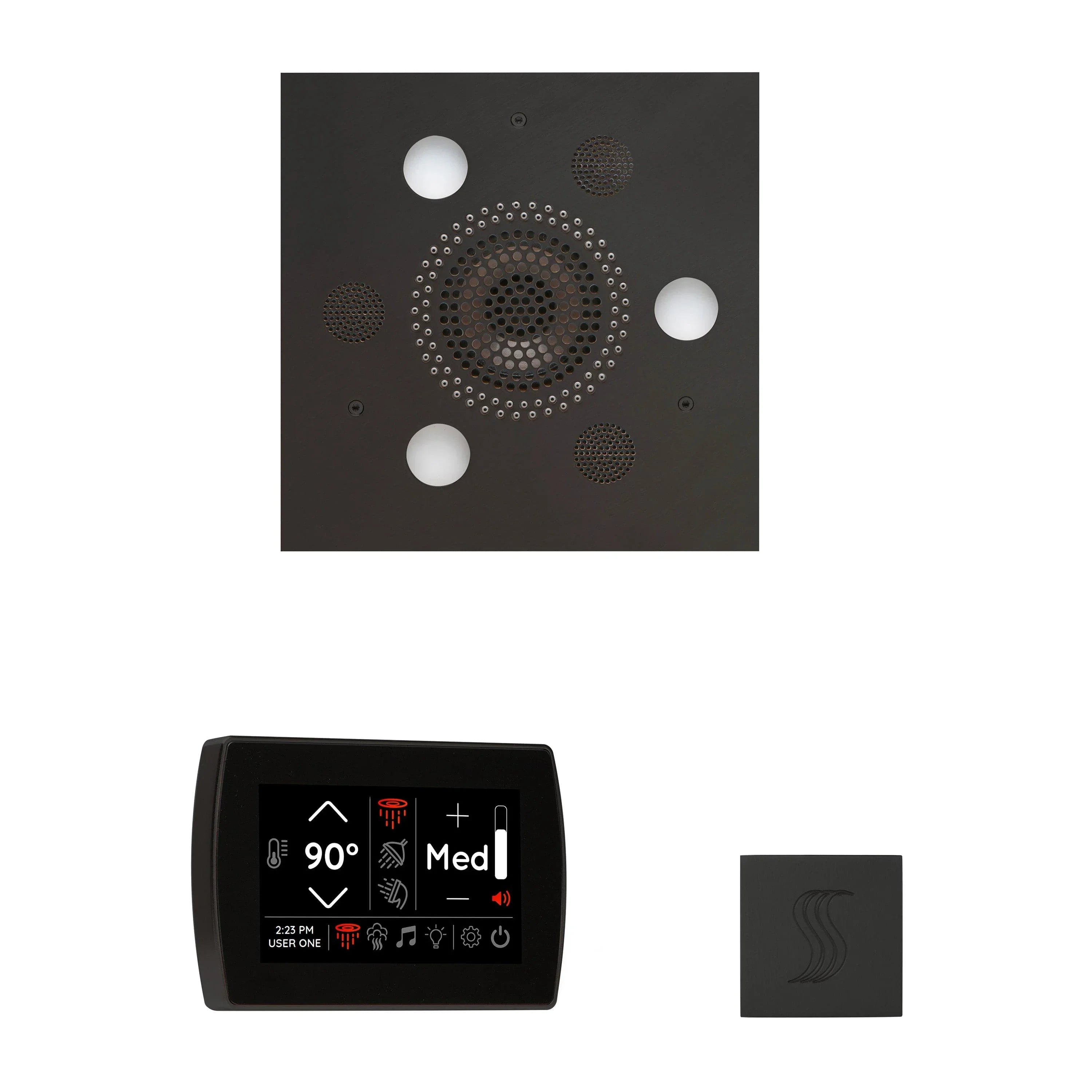 ThermaSol Wellness Steam Package with SignaTouch Control, Serenity Square Rainhead, SteamVection Square