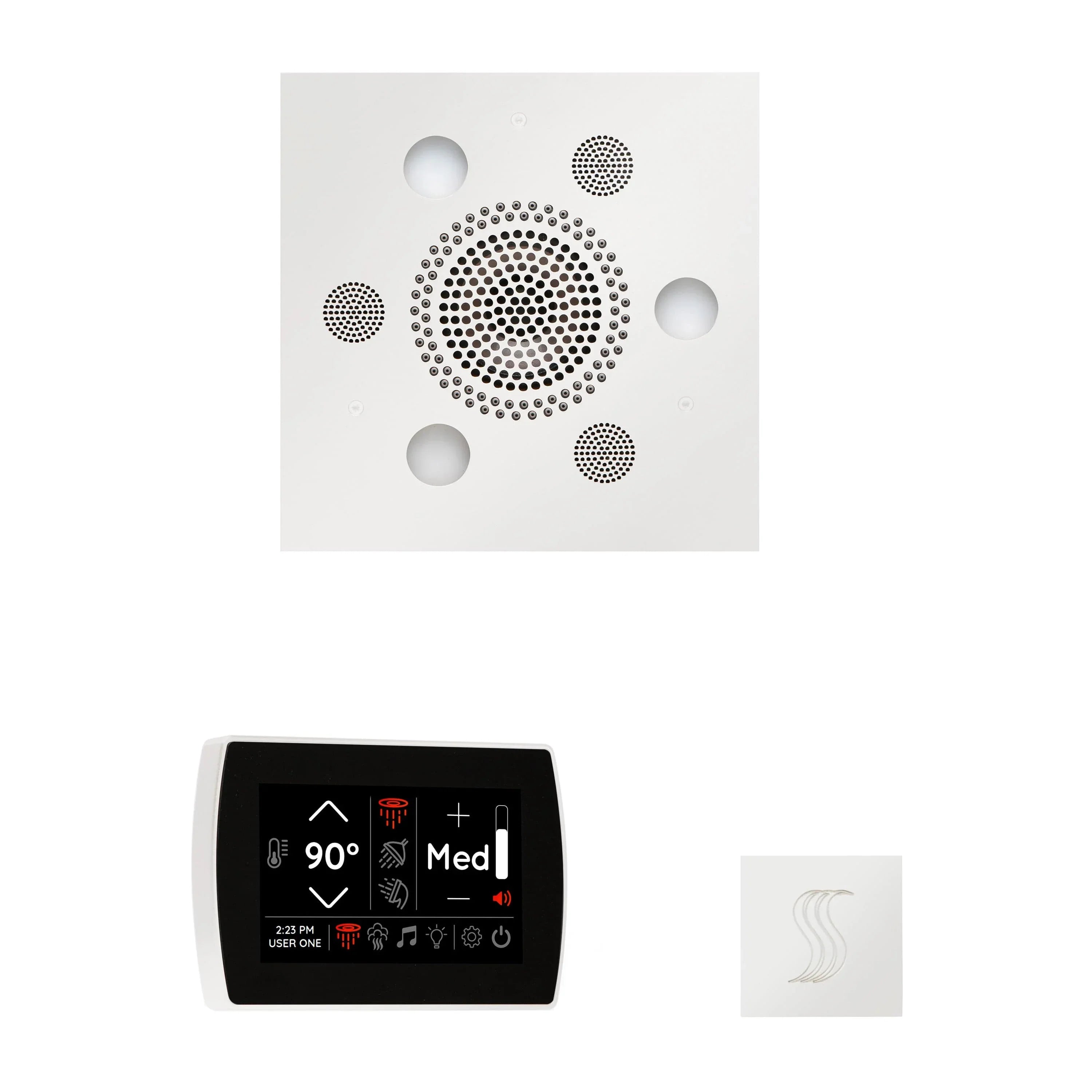 ThermaSol Wellness Steam Package with SignaTouch Control, Serenity Square Rainhead, SteamVection Square